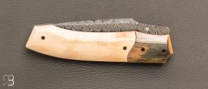    Couteau " custom " de Berthelemy Gabriel - La Forge Agab - ivoire de mammouth et damas