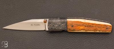 Couteau " Liner-Lock " custom par Mario Peddiu - Ivoire de mammouth