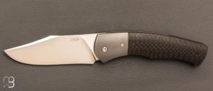   Couteau " custom " liner-lock par Emmanuel Lebrun - Carbone/Titane et lame en RWL34