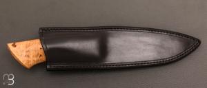 Couteau "  Droit " lame forgée acier damas multi-barreaux et loupe de robinier par Jean Paul Sire