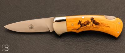 Couteau de poche "Custom Wildlife" Puma Scrimshaw "Chevreuil"