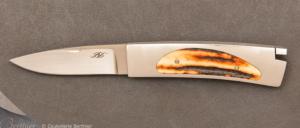 Couteau de poche bois de cerf pompe arrière par Emile Bach Van Ben