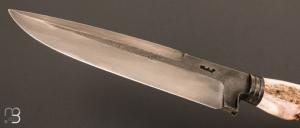 Couteau droit de Frédéric Maschio - Bois d'élan et lame en acier 80CrV2