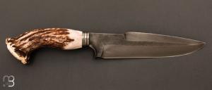   Couteau droit de Frédéric Maschio - Bois d'élan et lame en acier 80CrV2