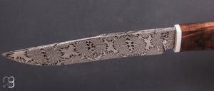 Couteau droit par Nicolas Mestrallet - Atelier du couteau de Vaunaveys - Damas mosaique et noyer