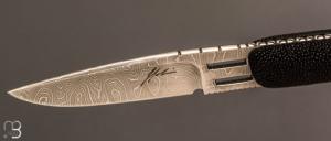    Couteau droit custom de Jacques Jobin - Damas et Galuchat