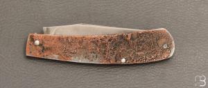   Couteau à cran forcé fer et cuivre par Mickaël Moing - Lame acier XC100