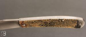   Couteau à cran forcé fer et laiton par Mickaël Moing - Lame acier XC100