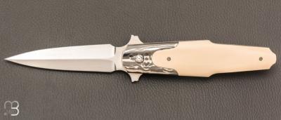    " Dague pliante custom " de Stéphane Sagric - Micarta et RWL34