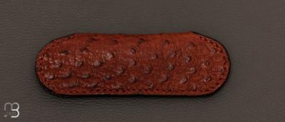Etui cuir d'autruche naturel pour couteau de poche