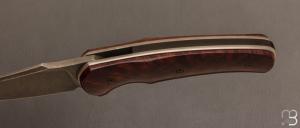 Couteau   "   Flipper custom  " pliant par David Lespect - Bois de fer et lame RWL-34