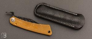   Couteau Higonokami Kukri - Manche laiton - Lame martelée