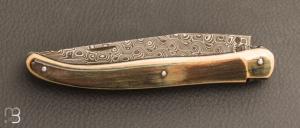 Laguiole 11 cm Fontenille Pataud - Lame damas - Ivoire de mammouth