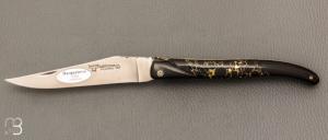 Couteau Laguiole en Aubrac Prestige modle Onyx Gold & Ebne