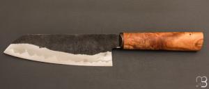    Couteau " Santoku " par Joël Matter - Cornouiller et sandwich inox / carbone
