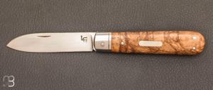  Couteau  "  Sheffield  " Loupe de chêne et 14c28N par Laurent Gaillard