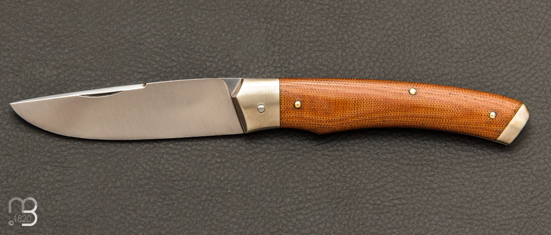 Couteau de poche Le 1820 en micarta et XC75 par Mathieu Herrero