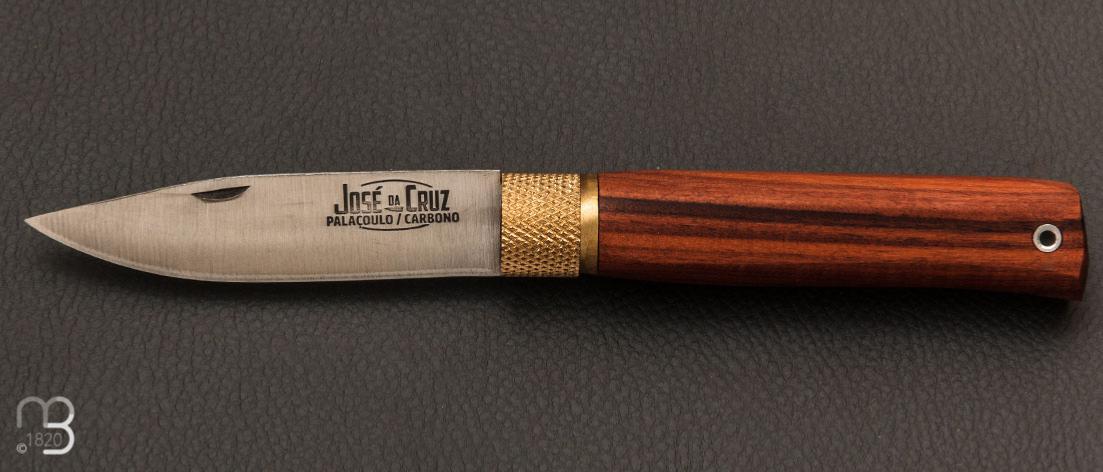 Couteau de poche pliant artisanal JOSE DA CRUZ BOIS DE CERF 19cm Carbone chasse
