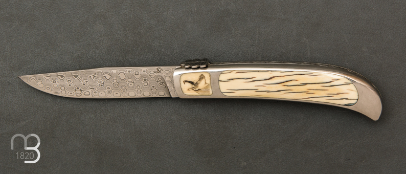 Couteau de poche cran d'arrêt à palette Ivoire de mammouth