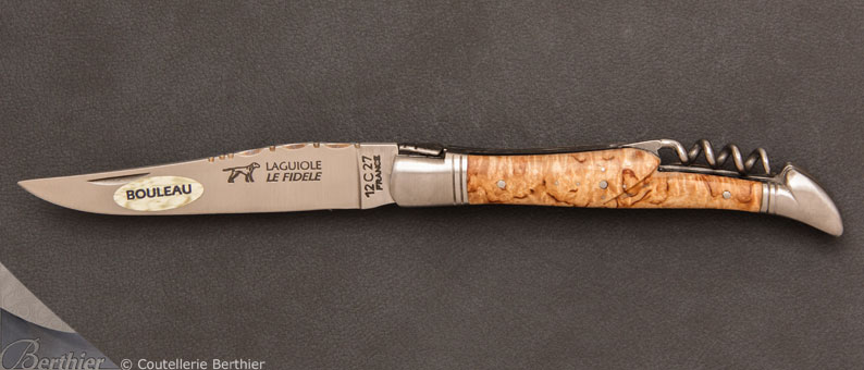 12cm Birch Laguiole pocket knife with corkscrew