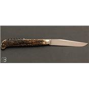 Couteau de poche Nogent 13CM - 2 pièces en bois de cerf par Mathieu Herrero
