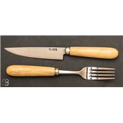 Couteau de table + fourchette Pallarès Solsona buis - 12 cm - INOX