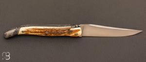  Couteau  " Laguiole 13 CM " de Jérôme Lamic - ivoire de mammouth et 14C28N
