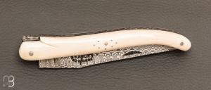    Coffret duo d'exception couteau & sommelier par la Forge de Laguiole - Ivoire de mammouth et damas