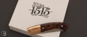    Couteau " 1515 " de poche par Manu Laplace - Bois de fer/Mokume et Damasteel