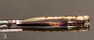   Couteau de poche 1515 édition limitée ''L'Approche au Mouflon'' lame Damas par Manu Laplace