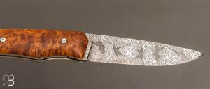  Couteau " 1820 " custom par Louis Contat - Loupe de peuplier et lame damas de Nicolas Mestrallet