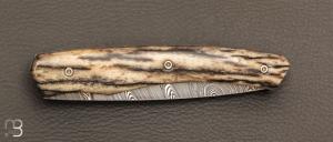 Couteau "1820 damas" - 200 ans Maison Berthier - Os de girafe et Damasteel