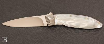 Couteau " Airstep Flipper " custom en nacre par Koji Hara