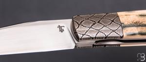   Couteau " Alpin " par Stephen Taillandier - Ivoire de Mammouth / damas et Elmax