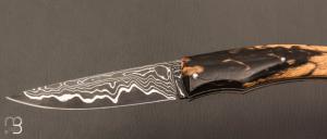    Couteau " Artense " par Alain Conesa - Acier & Cuir - Ebène Royal