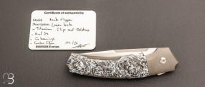    Couteau " Back flipper " custom par Florian Dreyer FD-Knives - Fibre de carbone et RWL34