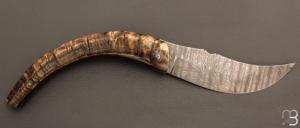  Couteau "Berger XXL" pliant par José Viale - Lame Damas et corne de mouflon