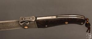   Couteau " Bohémien " par Tony Ruot - Loupe de chêne stabilisée et damas sauvage