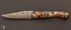 Couteau  "  Le Boulary " par La Bonne Trempe - Loupe de peuplier stabilis et lame Suminagashi