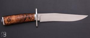     Couteau "Bowie" de Nicolas Mestrallet - Atelier du couteau Vaunaveys - Hêtre echauffé et 80CrV2