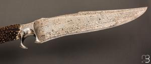  Couteau " Bowie Sub hilt  " de Samuel Lurquin - Damas et cerf sambar