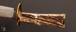Couteau " Bowie " en bois de cerf et lame en 100C6 par Laurent Gaillard
