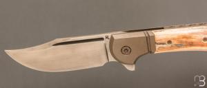  Couteau " Bullet  " pliant de Gudy van Poppel - Ivoire de mammouth et Böhler N690