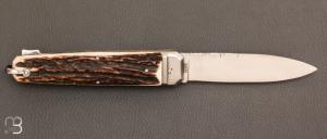 Couteau  "  Chasse Hallali  " 14 cm - bois de cerf