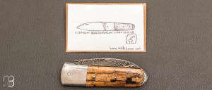 Couteau    "  Chouchou light "  custom en mammouth et damas par Clément Boucheron