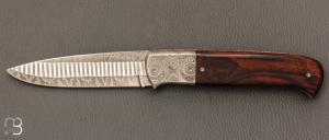    Couteau " Custom " de Philippe Ricard - Bois de fer et lame en damas