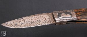  Couteau Nordique Custom pliant de Jukka Hankala - Mammouth damas
