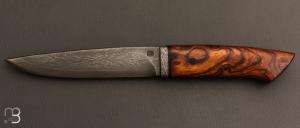 Couteau Droit par Jean Paul Sire - Bois de fer et Damas multi-barreaux