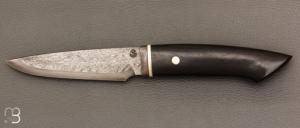   Couteau Droit de collection par Jean Paul Sire - Ébène du Mozambique et Damas multi-barreaux