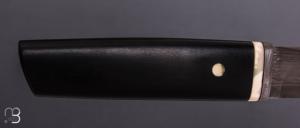 Couteau Droit de collection par Jean Paul Sire - Ébène du Gabon et Damas enroulé